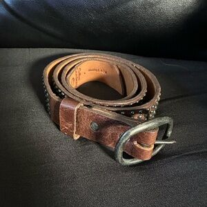Calleen Cordero Brown Leather Studded Belt Sz 34